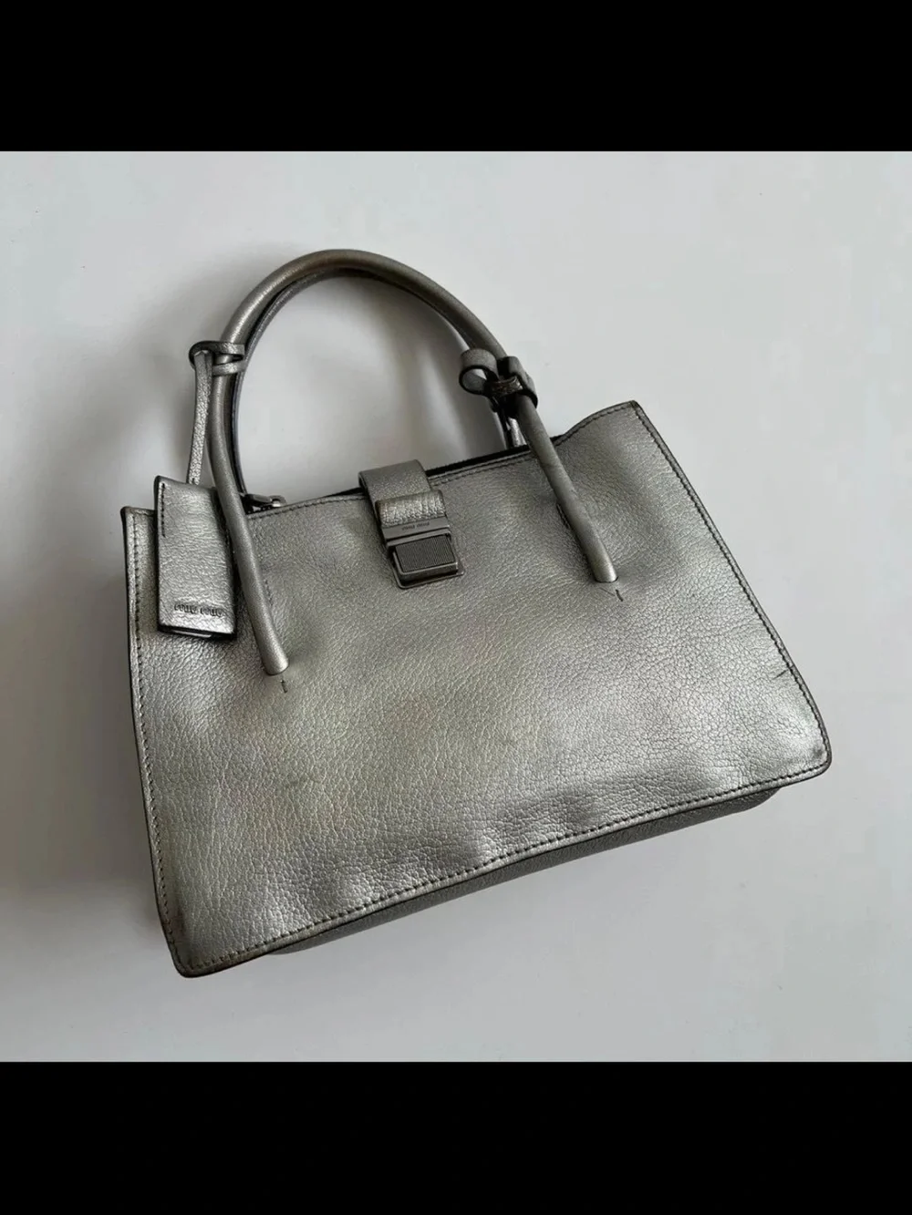 Miu Miu Metallic Silver Leather Satchel